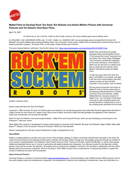 Mattel Films to Develop Rock 'Em Sock '