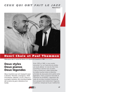 CEUX QUI ONT FAIT LE JAZZ Henri Chaix Et Paul Thommen Deux