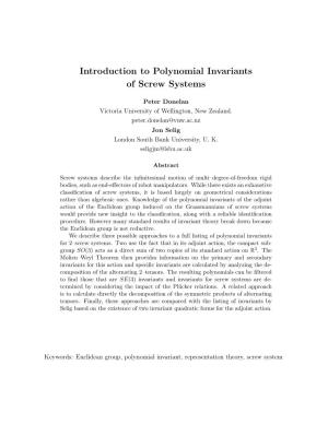Introduction to Polynomial Invariants of Screw Systems