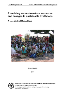 Examining Access to Natural Resources and Linkages to Sustainable Livelihoods
