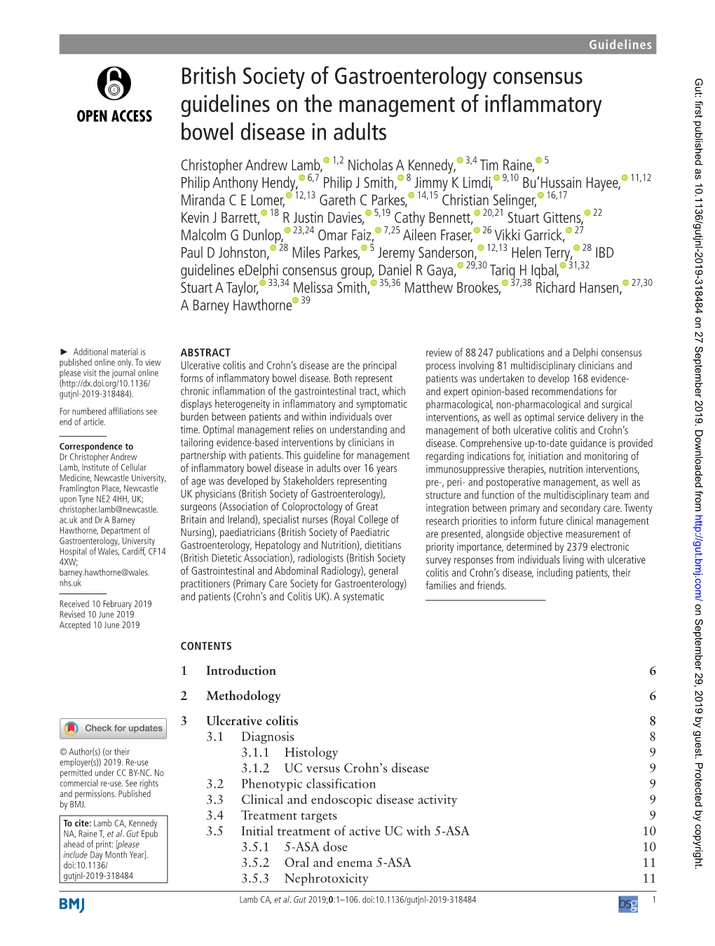 British Society of Gastroenterology Consensus Guidelines on The