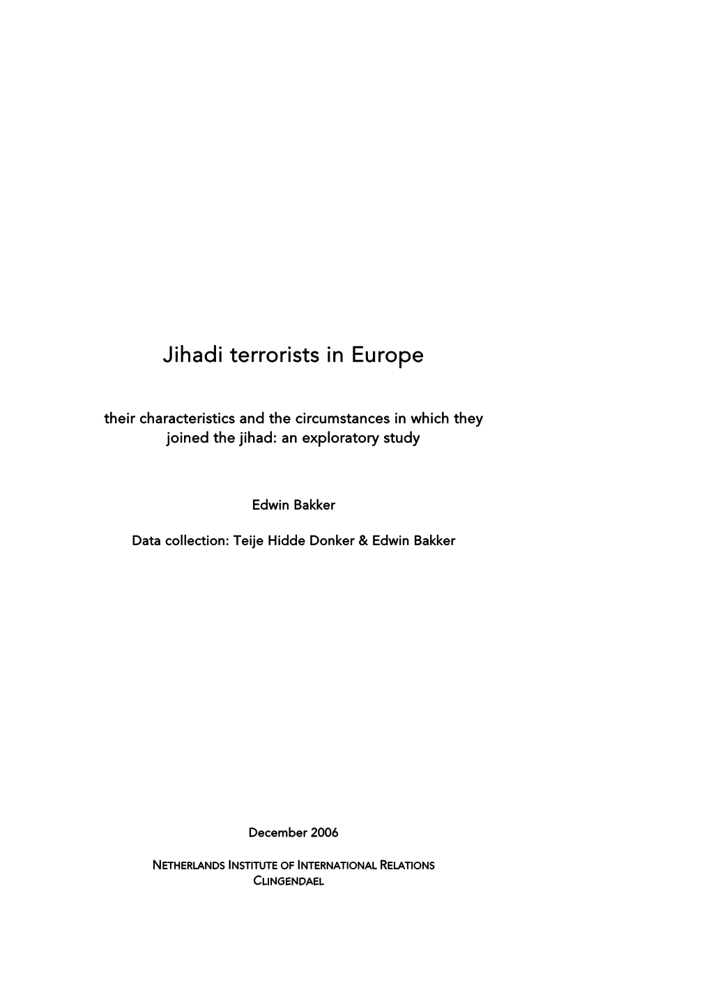 Jihadi Terrorists in Europe