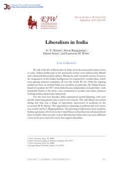 Econ Journal Watch : India,Liberalism,BR Shenoy