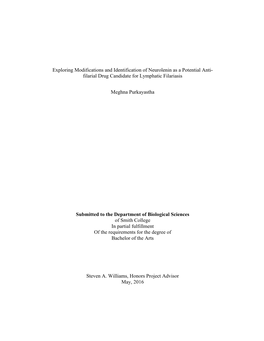 Exploring Modifications and Identification of Neurolenin As a Potential Anti- Filarial Drug Candidate for Lymphatic Filariasis