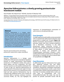 Apocrine Hidrocystoma: a Slowly Growing Postauricular Translucent Nodule