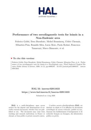 Performance of Two Serodiagnostic Tests for Loiasis in A