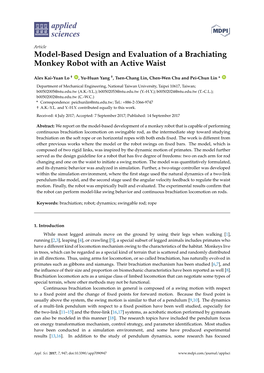 Model-Based Design and Evaluation of a Brachiating Monkey Robot with an Active Waist