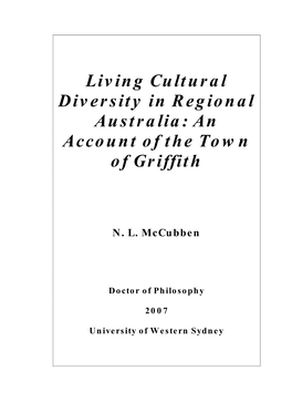 Living Cultural Diversity in Regional Australia: an Account of the Tow N of Griffith