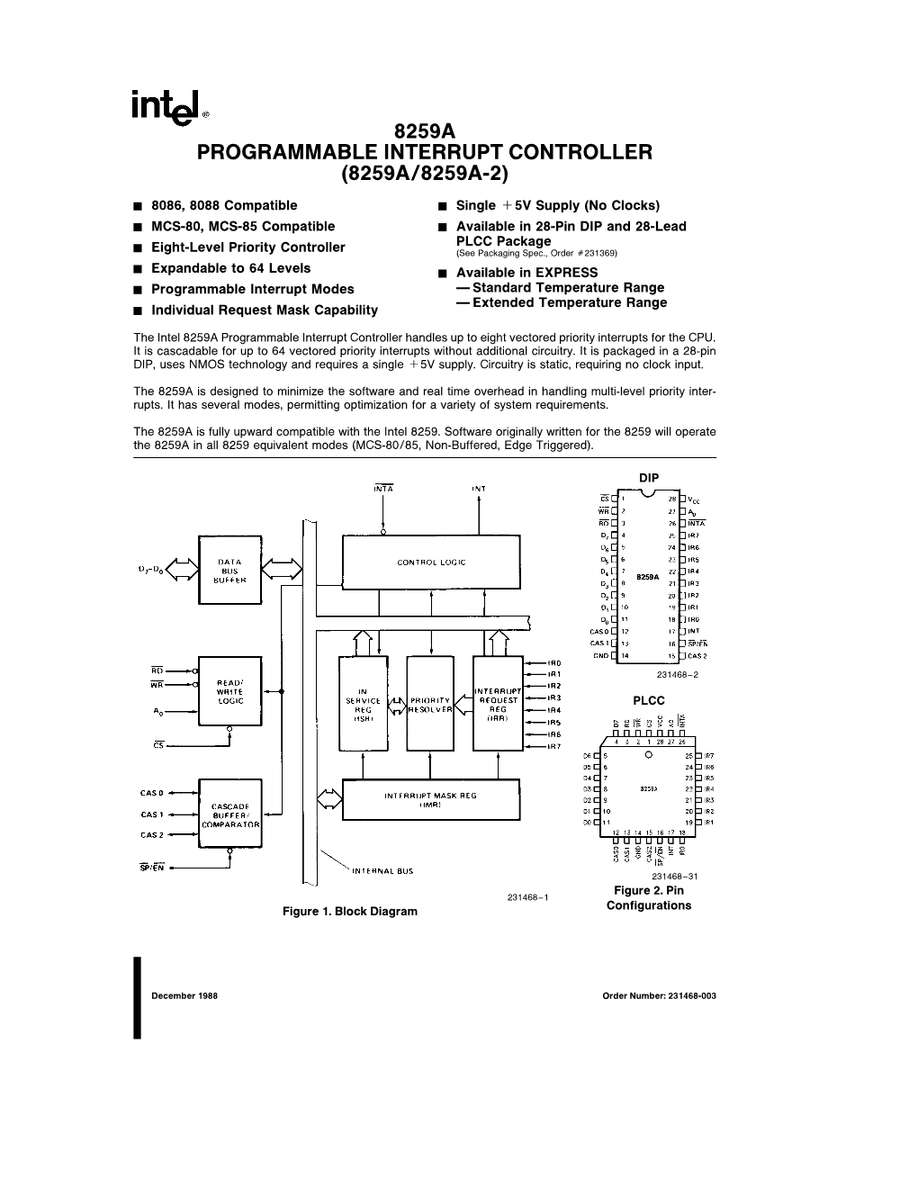 8259A Programmable Interrupt Controller (8259A/8259A-2)