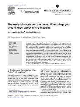 Nine Things You Should Know About Micro-Blogging