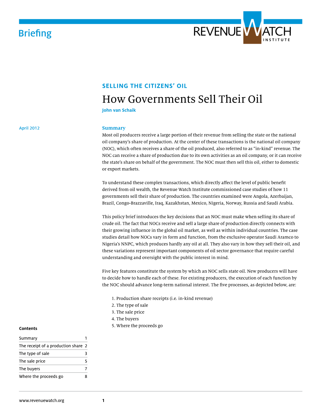 How Governments Sell Their Oil John Van Schaik