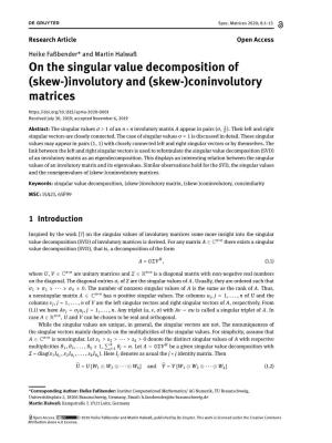 On the Singular Value Decomposition Of