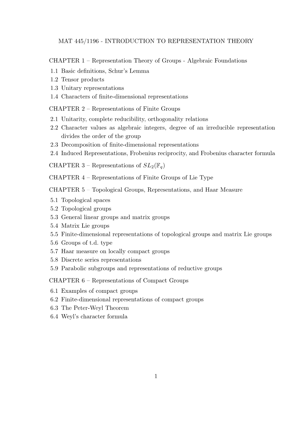 Representation Theory of Groups