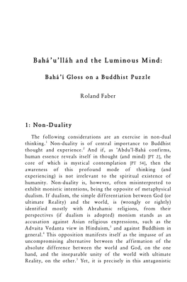 Bahá'u'lláh and the Luminous Mind