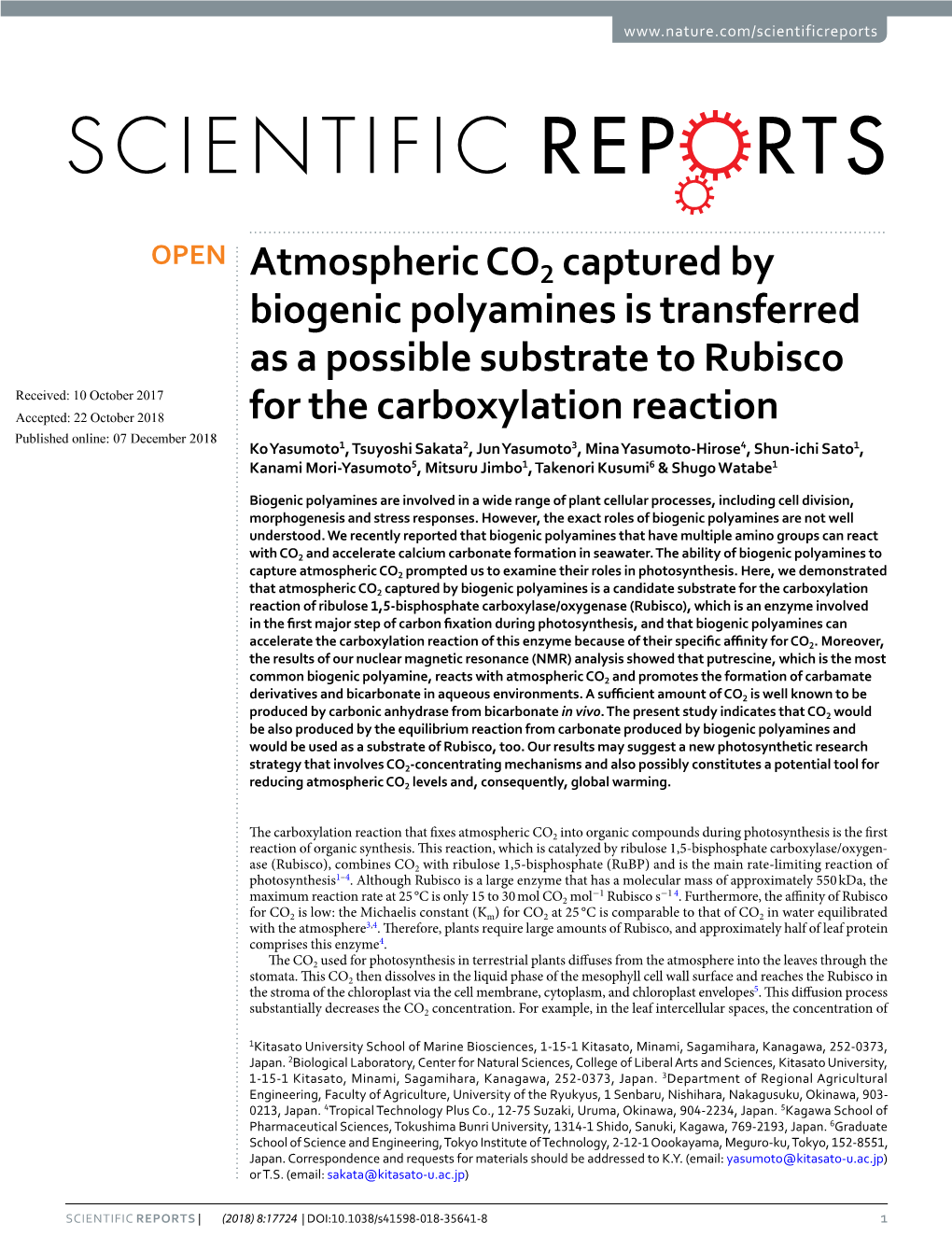 Atmospheric CO2 Captured by Biogenic Polyamines Is Transferred