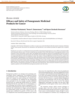 Review Article Efficacy and Safety of Pomegranate Medicinal Products for Cancer