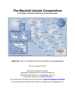 The Marshall Islands Compendium a Compilation of Guidebook References and Cruising Reports