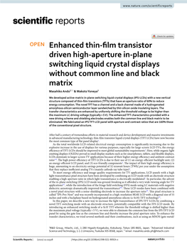 Enhanced Thin-Film Transistor Driven High-Aperture In-Plane Switching