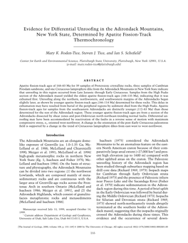 Evidence for Differential Unroofing in the Adirondack Mountains, New