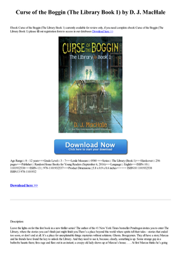 Curse of the Boggin (The Library Book 1) by D. J. Machale
