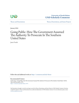 Going Public: How the Government Assumed the Authority to Prosecute in the Southern United States