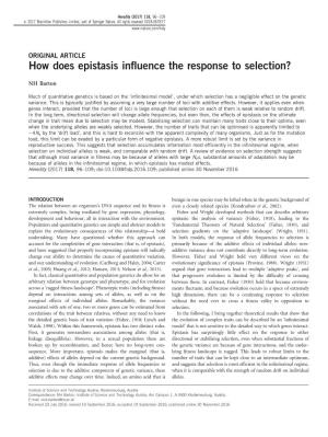 How Does Epistasis Influence the Response to Selection&Quest;