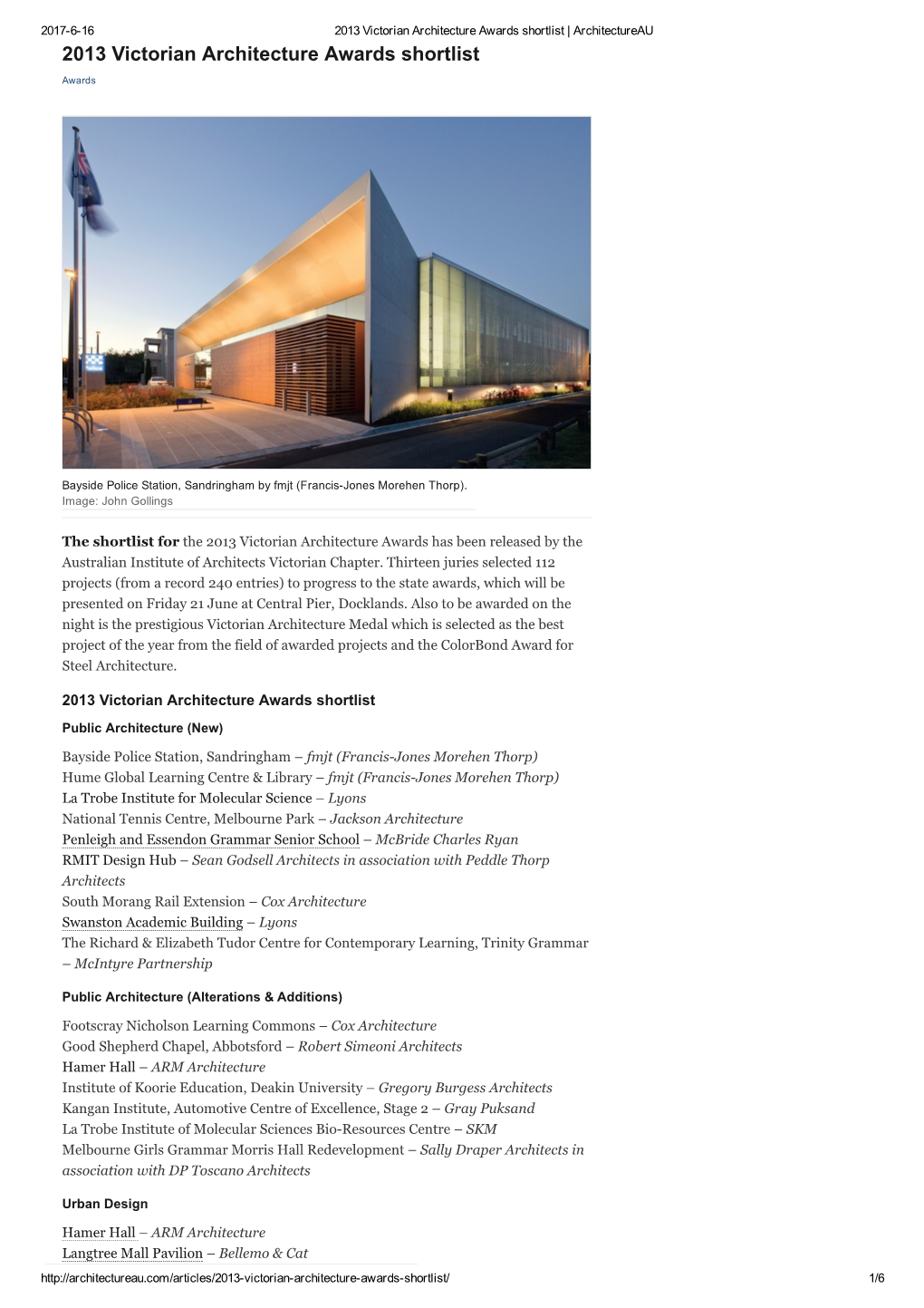 2013 Victorian Architecture Awards Shortlist | Architectureau 2013 Victorian Architecture Awards Shortlist