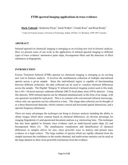 FTIR Spectral Imaging Applications in Trace Evidence