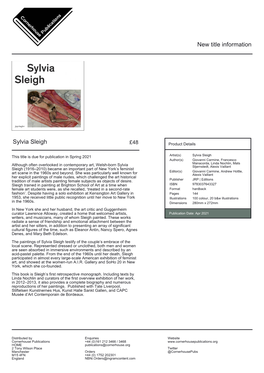 New Title Information Sylvia Sleigh