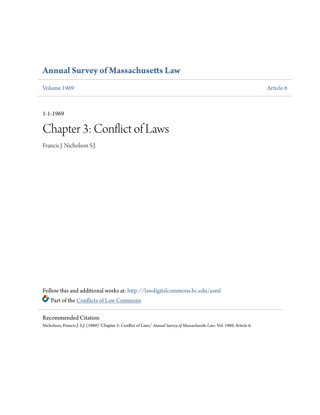 Chapter 3: Conflict of Laws Francis J
