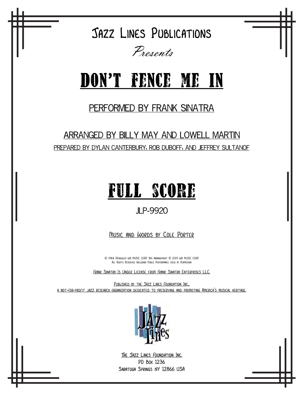 Don't Fence Me in Full Score