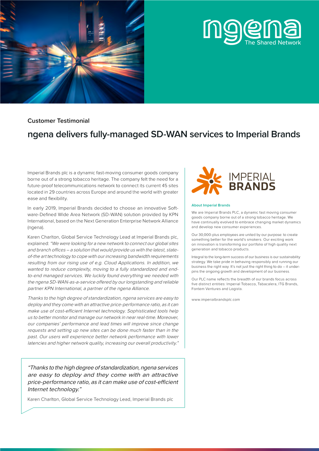 Ngena Delivers Fully-Managed SD-WAN Services to Imperial Brands