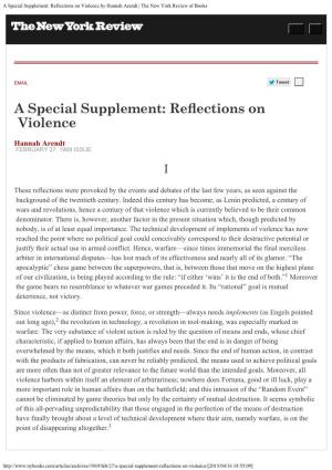 A Special Supplement: Reflections on Violence by Hannah Arendt | the New York Review of Books
