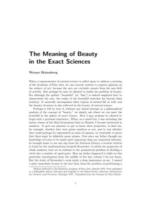 The Meaning of Beauty in the Exact Sciences