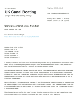 Grand Union Canal Cruise from Iver | UK Canal Boating