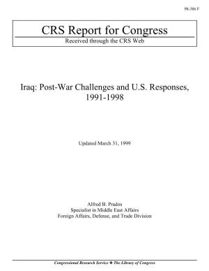 Iraq: Post-War Challenges and U.S. Responses, 1991-1998