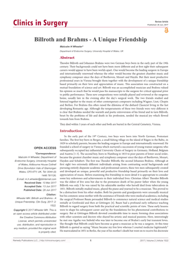 Billroth and Brahms - a Unique Friendship
