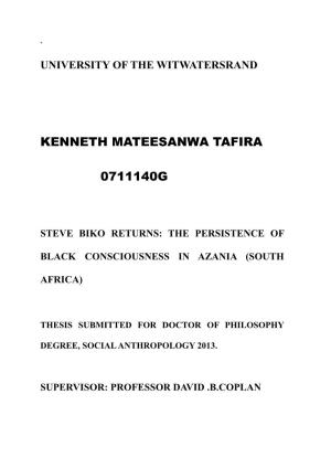 Kenneth Mateesanwa Tafira 0711140G