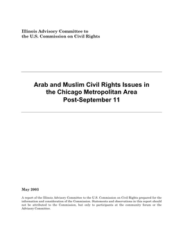 Arab and Muslim Civil Rights Issues in the Chicago Metropolitan Area Post-September 11
