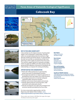 Cobscook Bay Focus Areas of Statewide Ecological Significance Cobscook Bay