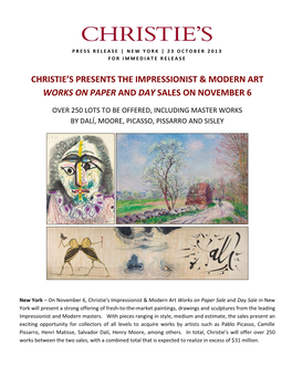 Christie's Presents the Impressionist & Modern Art