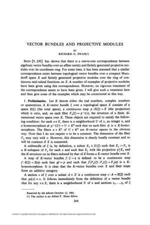 Vector Bundles and Projective Modules