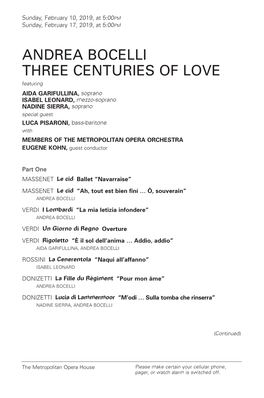 Andrea Bocelli Three Centuries of Love