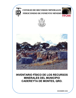 Inventario Físico De Los Recursos Minerales Del Municipio