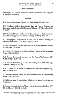 BIBLIOGRAPHY the Chapter and Footnote Numbers in Which Each