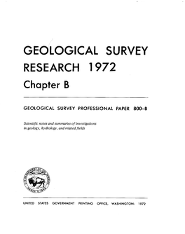 GEOLOGICAL SURVEY RESEARCH 1972 Chapter B