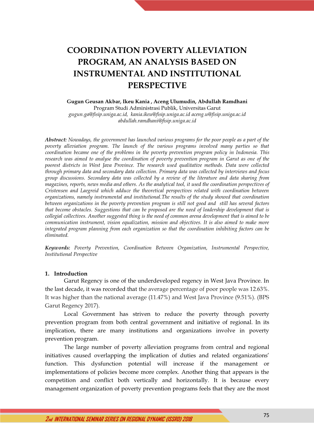 Coordination Poverty Alleviation Program, an Analysis Based on Instrumental and Institutional Perspective