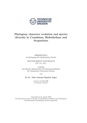 Phylogeny, Character Evolution and Species Diversity in Crambinae, Heliothelinae and Scopariinae