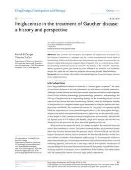 Imiglucerase in the Treatment of Gaucher Disease: a History and Perspective