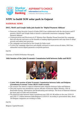 NTPC to Build 5GW Solar Park in Gujarat